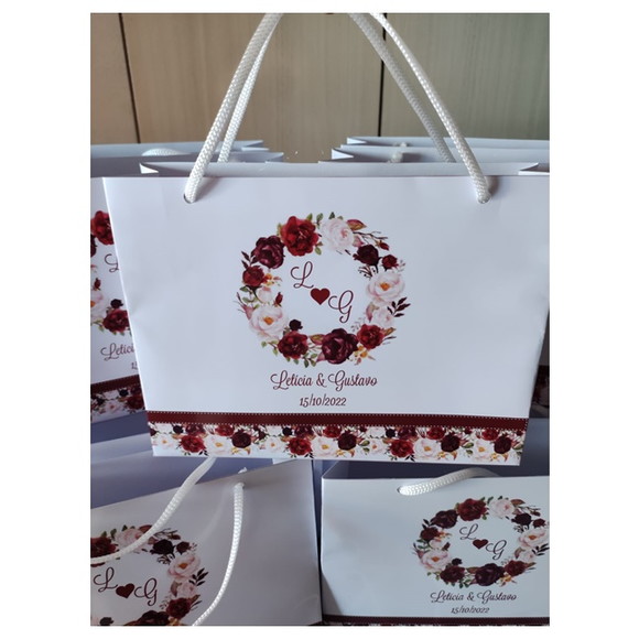 Kit 30 Sacolinha para Casamento Marsala - Tam. m