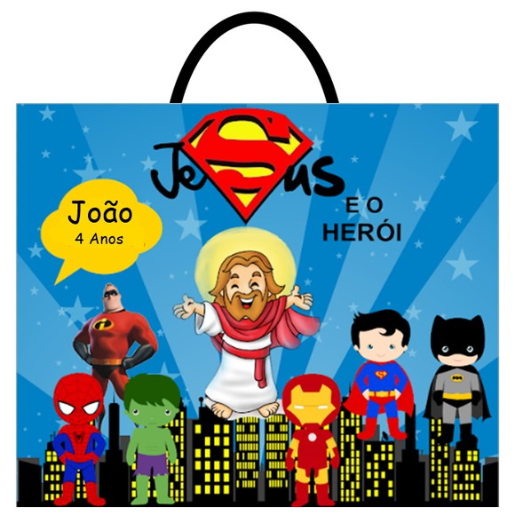 Kit 30 Sacolinha Surpresa Jesus Meu Herói
