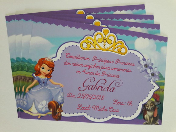 Convite Impresso Princesa Sophia