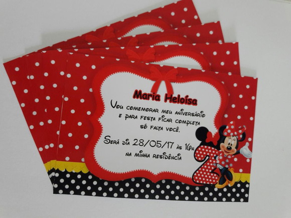 Convite Impresso Minnie Vermelha
