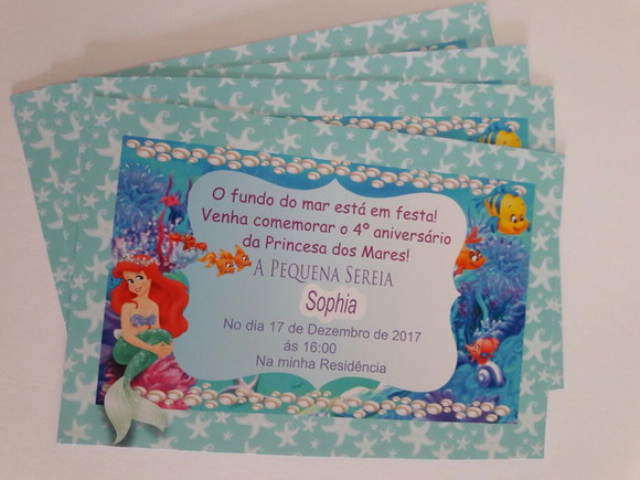 Convite Impresso A Pequena Sereia