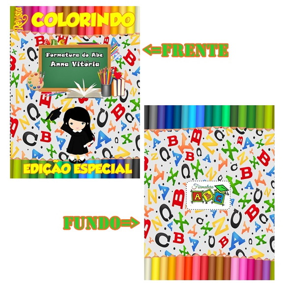 Kit Colorir Revistinha + Giz de Cera - Formatura Abc