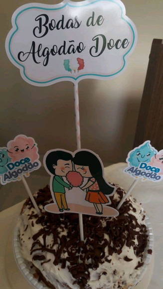Topo de Bolo Bodas de Algodão