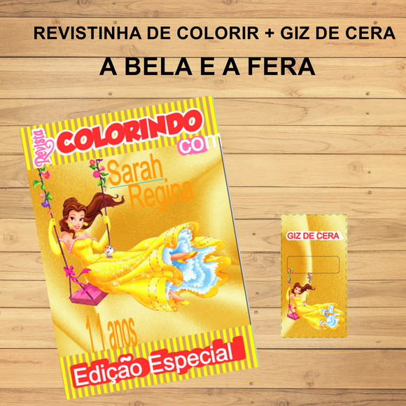 Kit Colorir Revistinha + Giz de Cera - A Bela e a Fera