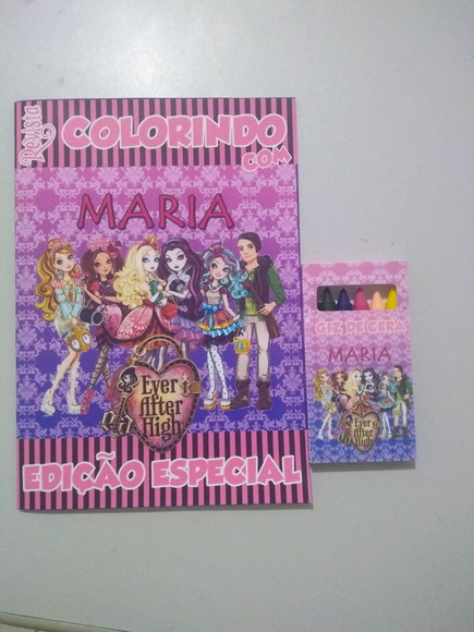 Kit Colorir Revistinha + Giz de Cera - Ever After High