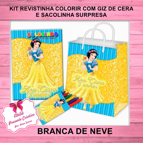 Kit Revista p/ Colorir e Sacolinha Surpresa "branca de Neve"