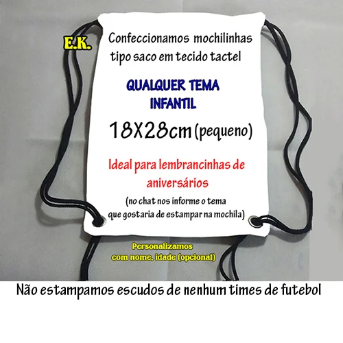Mochila sacochila mochilinha sacolinha personalizada