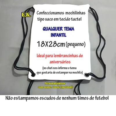 Mochila sacochila mochilinha sacolinha personalizada