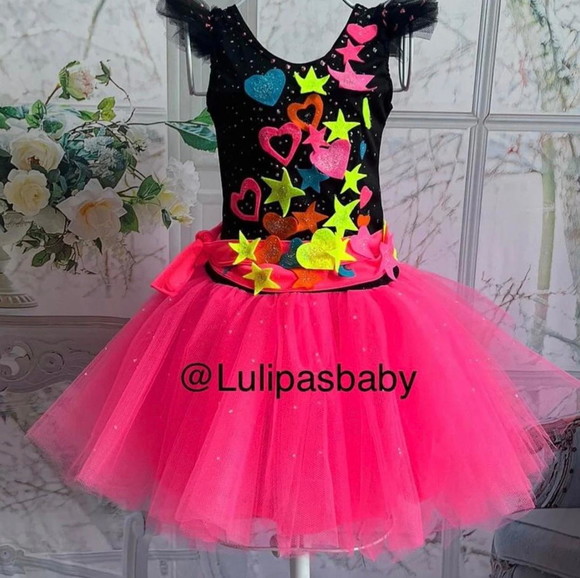 Vestido Festa Infantil Neon