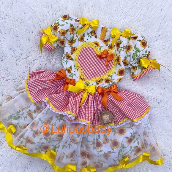 Vestido Junino Infantil Girassol
