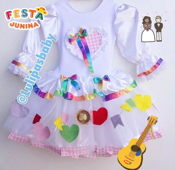 Vestido noiva junina infantil