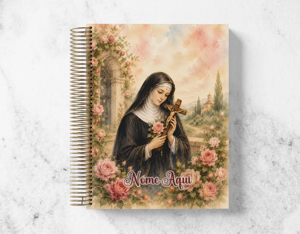 Caderno Católico Santa Rita de Cássia Personalizado