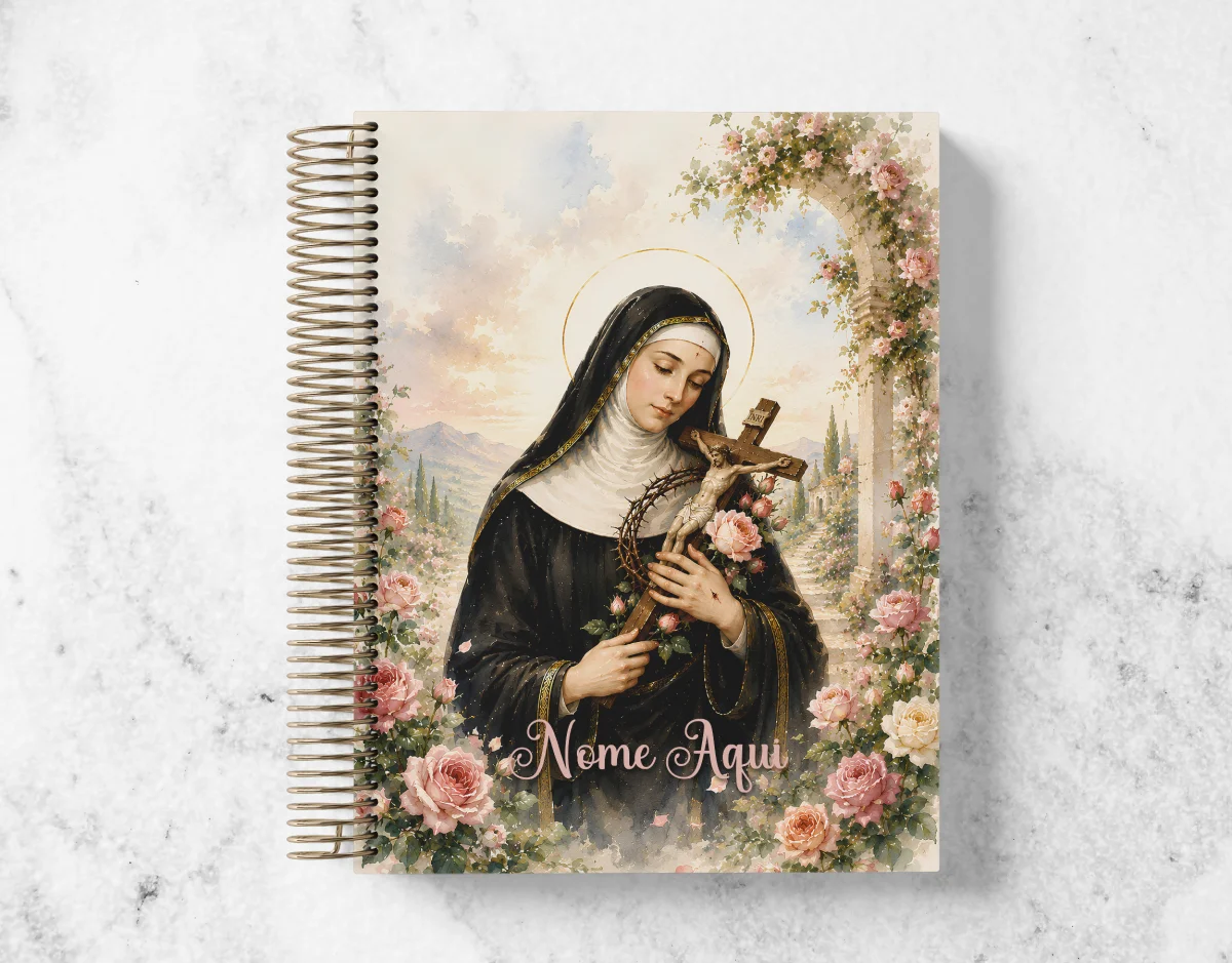 Caderno Católico Santa Rita de Cássia Personalizado