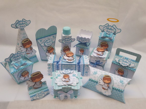 Kit 50 Peças Lembrancinhas Batizado -menino +brinde