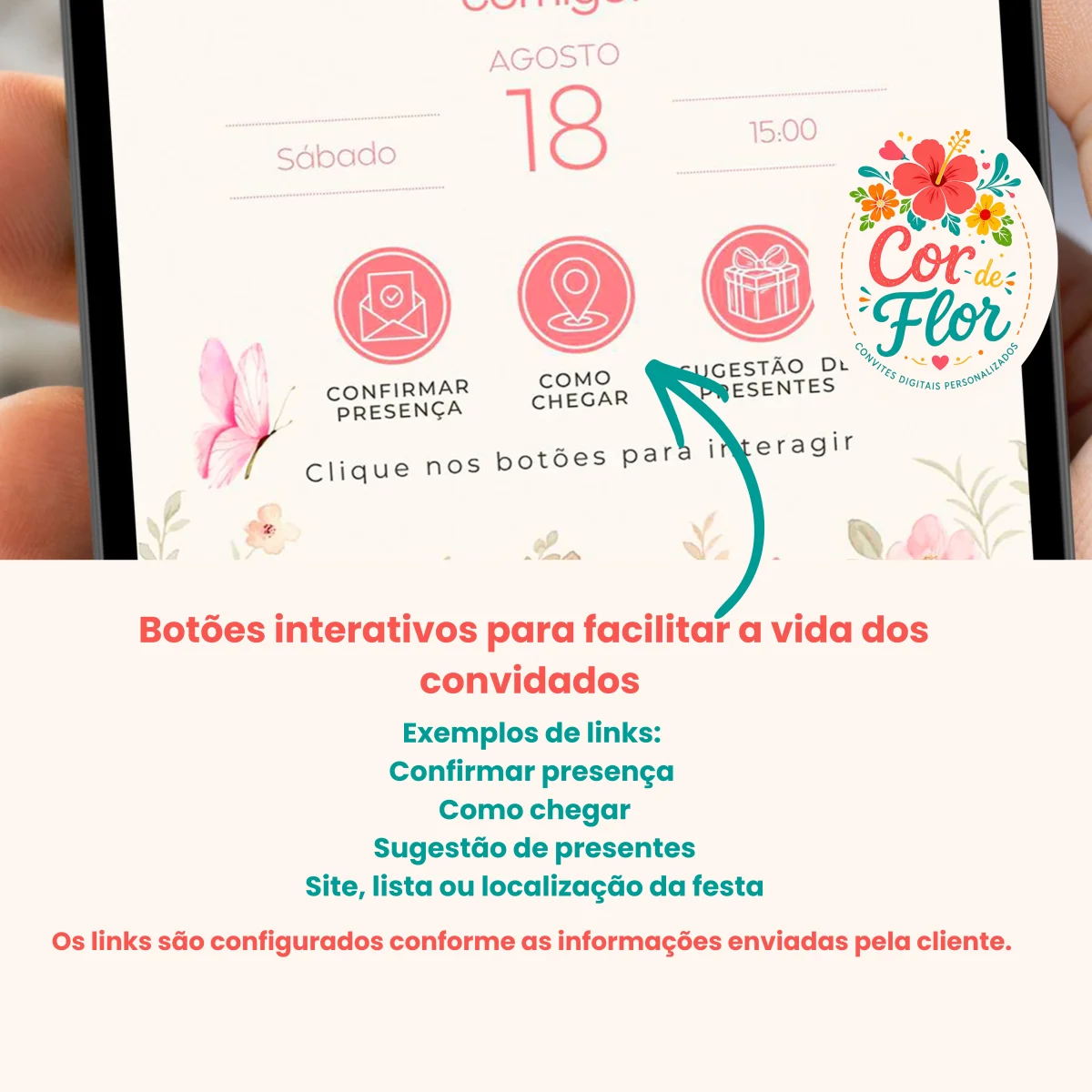 Convite Digital Interativo 1 Aninho Tema Jardim Encantado Flores e Borboletas Menina - Imagem 2