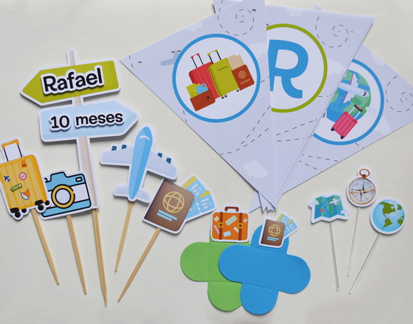 Kit Festa personalizada Volta ao Mundo / Viagem