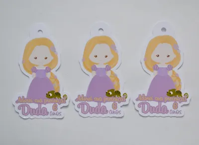 Tag lembrancinha Rapunzel - 20 unidades