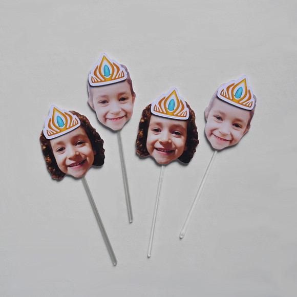 Topper Rostinho Coroa da Frozen - 12 Unidades