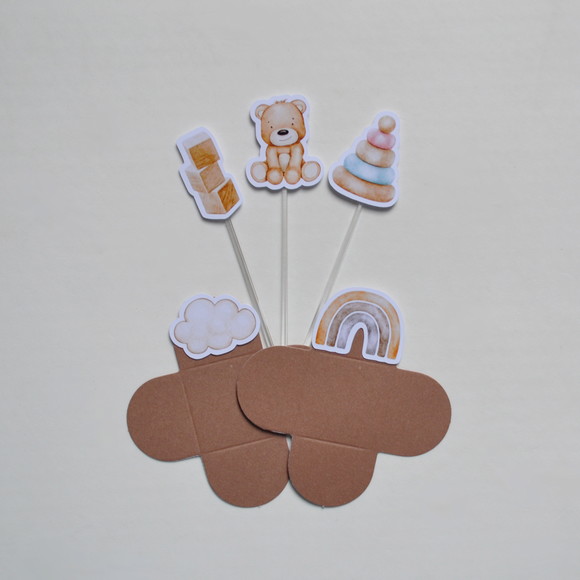 Ursinho Combo Forminhas + Toppers