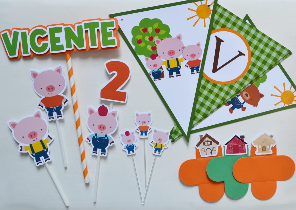 Kit Festa personalizada 3 Porquinhos - Imagem 1
