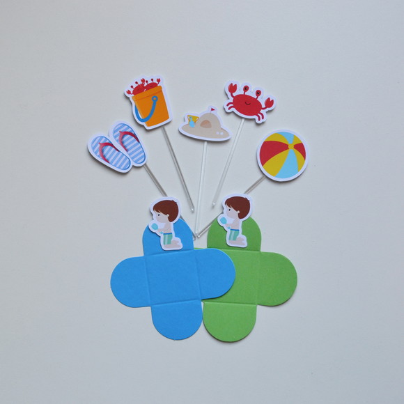 Praia: Combo Forminhas + Topper de Doces