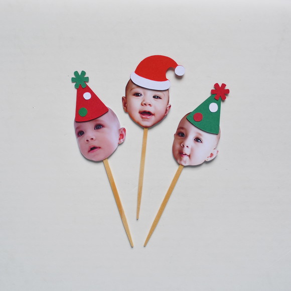 Topper Rostinhos Natal (12 Unidades)