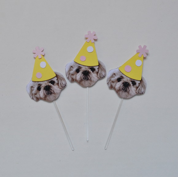 Topper Rostinho Pet com Chapéu de Festa Cachorro (12 Unidades) - Imagem 3