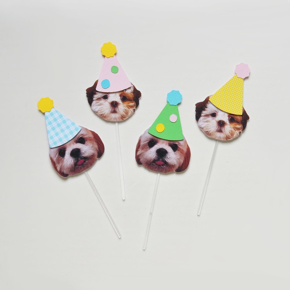 Topper Rostinho Pet com Chapéu de Festa Cachorro (12 Unidades) - Imagem 2