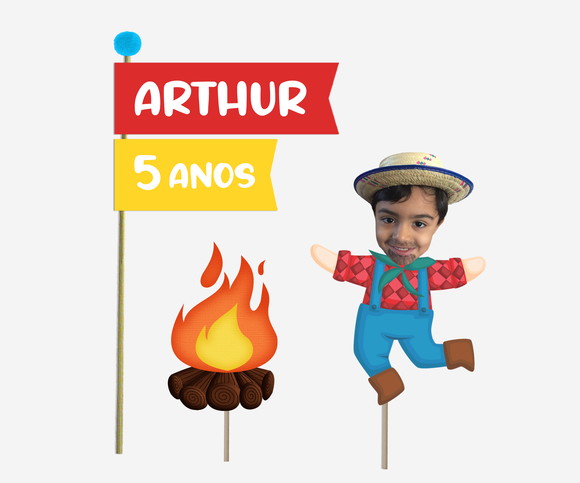 Topo de Bolo Festa Junina com rostinho