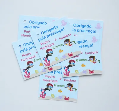 Tag lembrancinha Mergulhador - 20 unidades