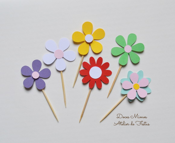 Topper de doce Flores - 20 Unidades