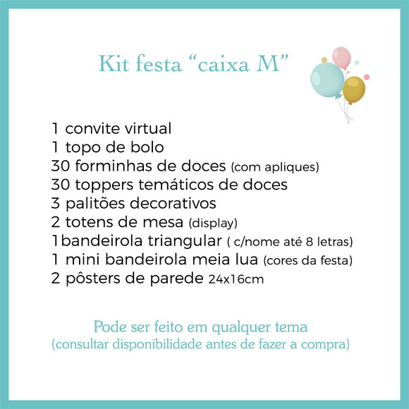 Festa personalizada M - feita em Qualquer Tema