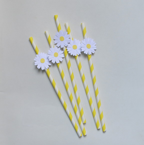 Canudos de Papel c/ Margaridas