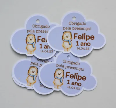 Tag lembrancinha Ursinho Aviador - 20 unidades