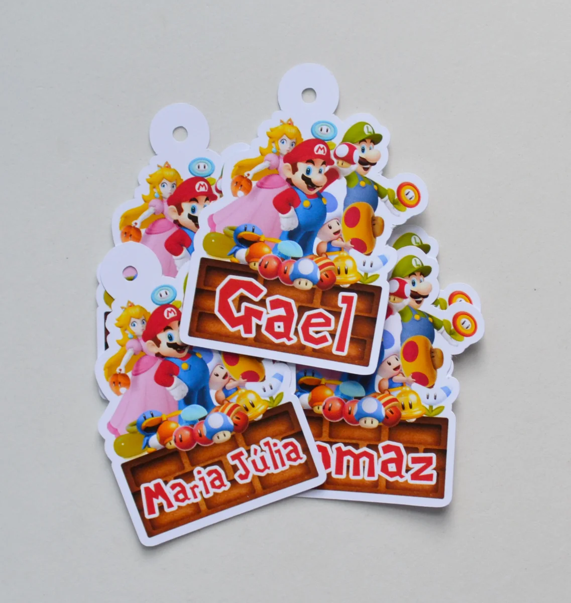 Tag Super Mario Brós com Nome dos Convidados