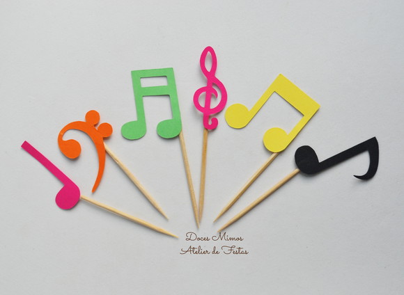 Topper de Doces Notas Musicais (20 Unid.)