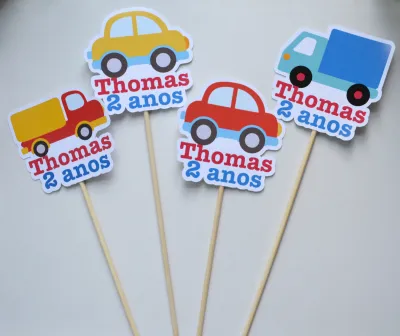 Palitões Decorativos Meios de Transporte - 10 Unidades