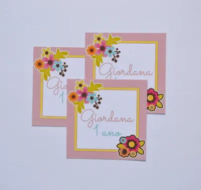 Adesivo personalizado Flores 5cm - 20 unidades