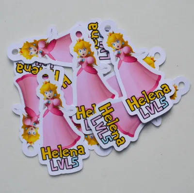 Tag lembrancinha Princesa Peach - Super Mario Bros