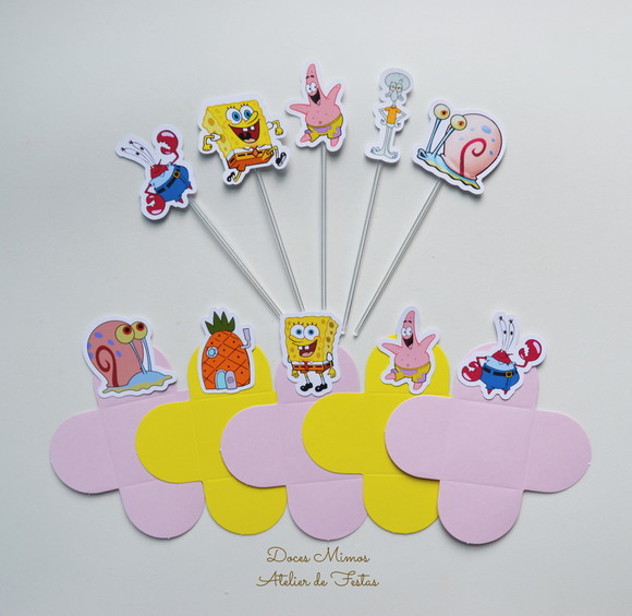 Bob Esponja - Combo Forminhas + Toppers