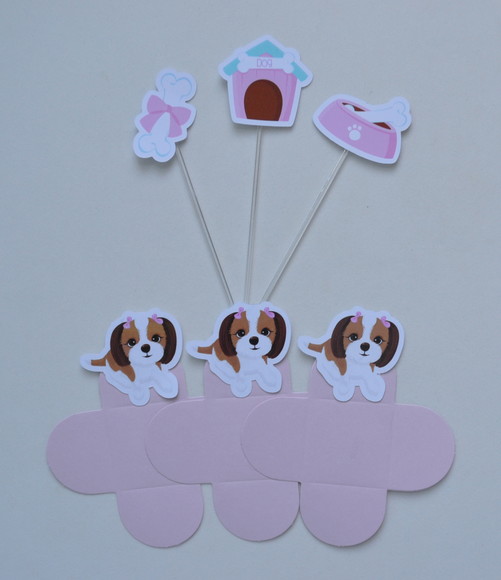 Cachorrinha Combo Forminhas + Toppers