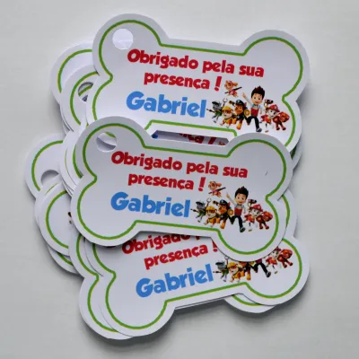 Tag lembrancinha Patrulha Canina - 20 unidades