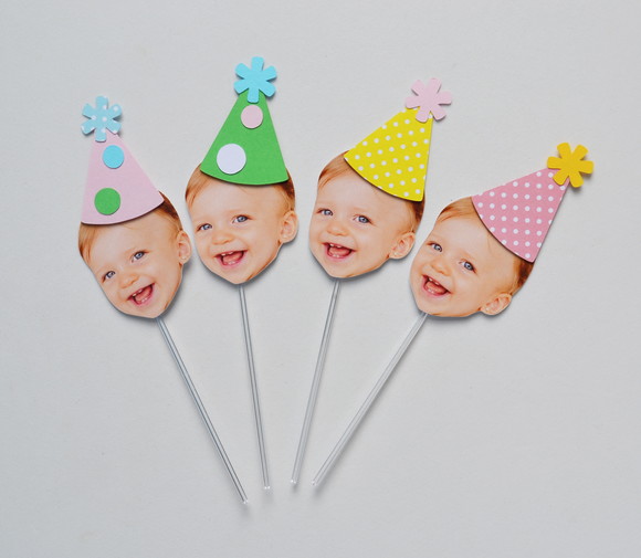 Topper rostinhos com Chapeuzinho de festa (12 Unidades)