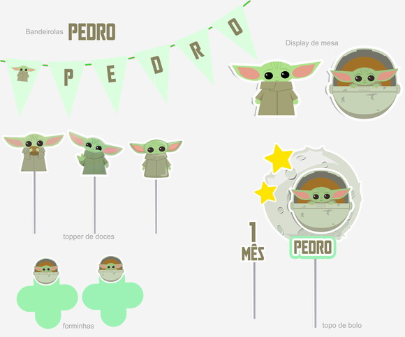 Kit Festa personalizada Baby Yoda - Imagem 7