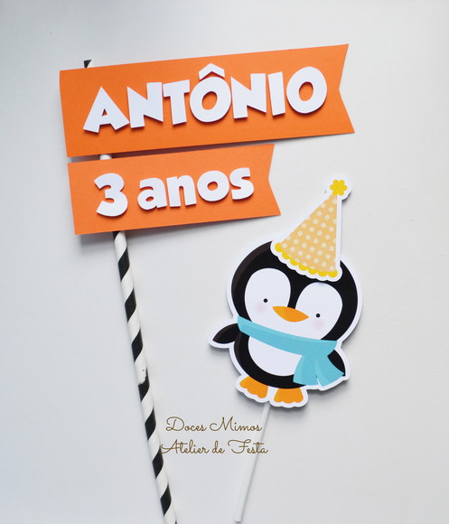 Topo de Bolo Pinguim