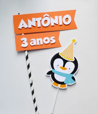 Topo de Bolo Pinguim