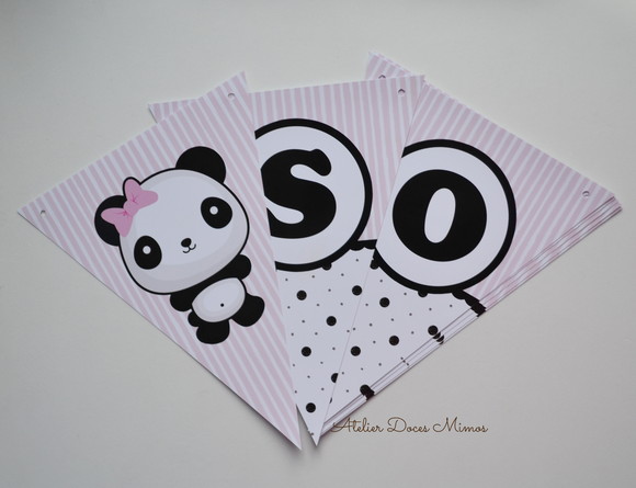 Bandeirolas Panda Rosa