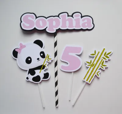 Topo de Bolo Panda Rosa