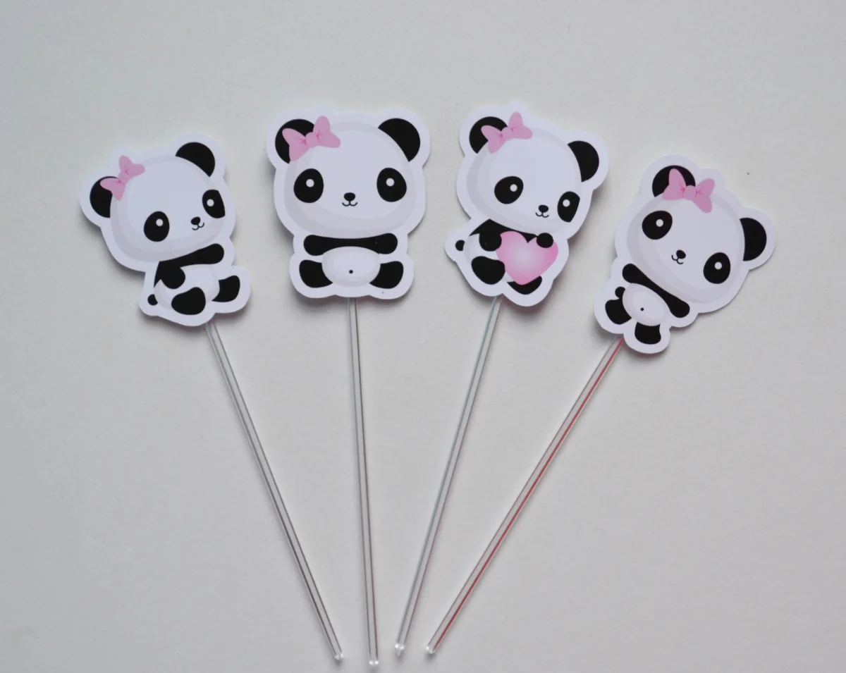 Topper de Doces Panda Rosa