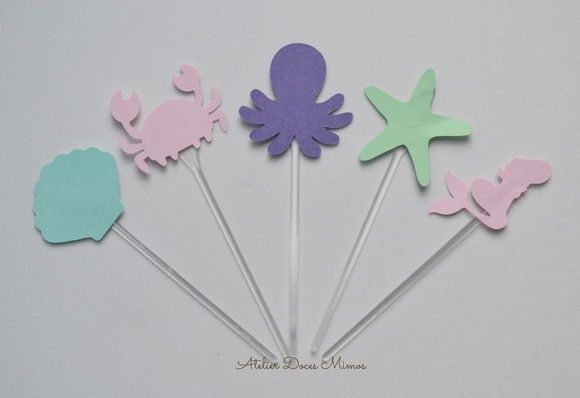 Topper de Doces Fundo do Mar (20 Unid.)